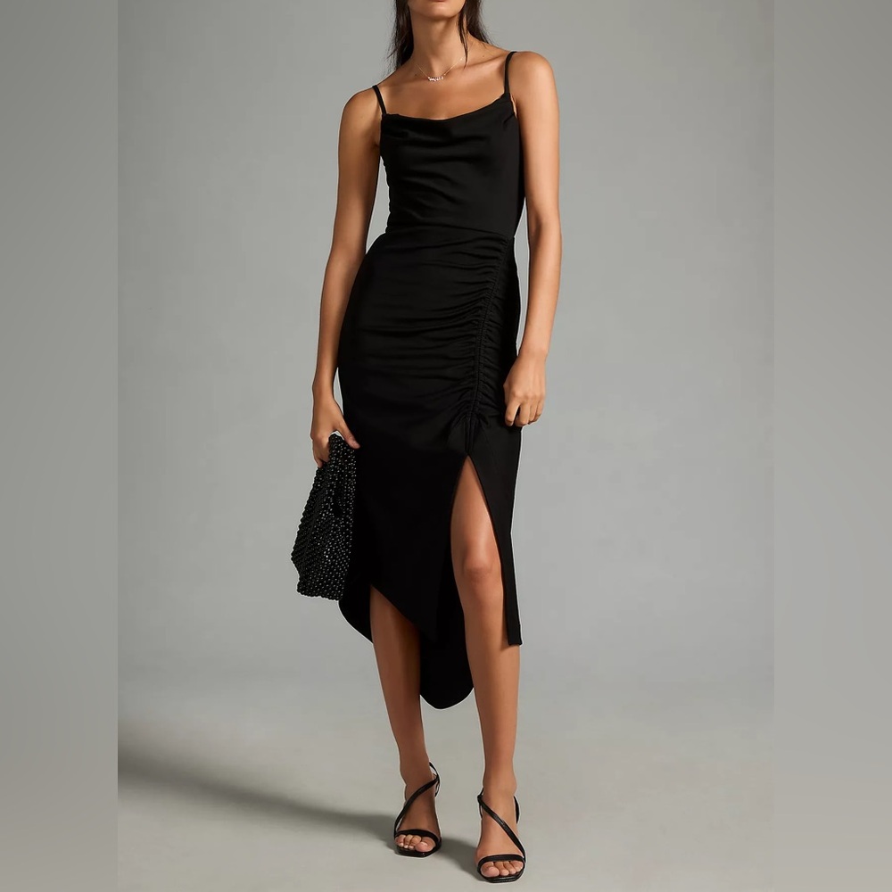 NWT Anthropologie Cowl-Neck Ruched Dress